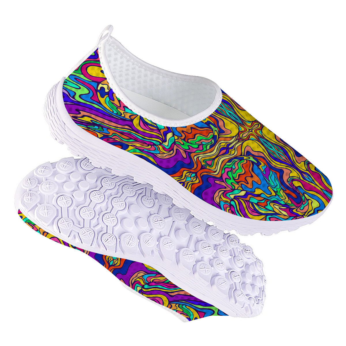 Psychedelic Colorful Fractal Mirror Print Nurse Shoes-grizzshop