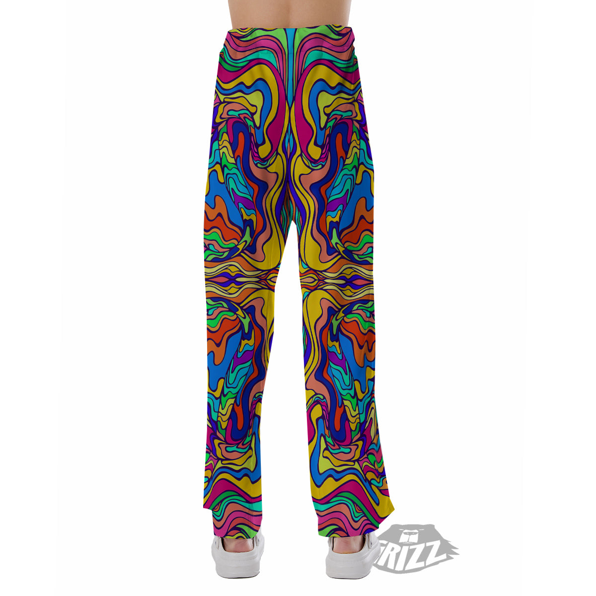 Psychedelic Colorful Fractal Mirror Print Pajama Pants-grizzshop