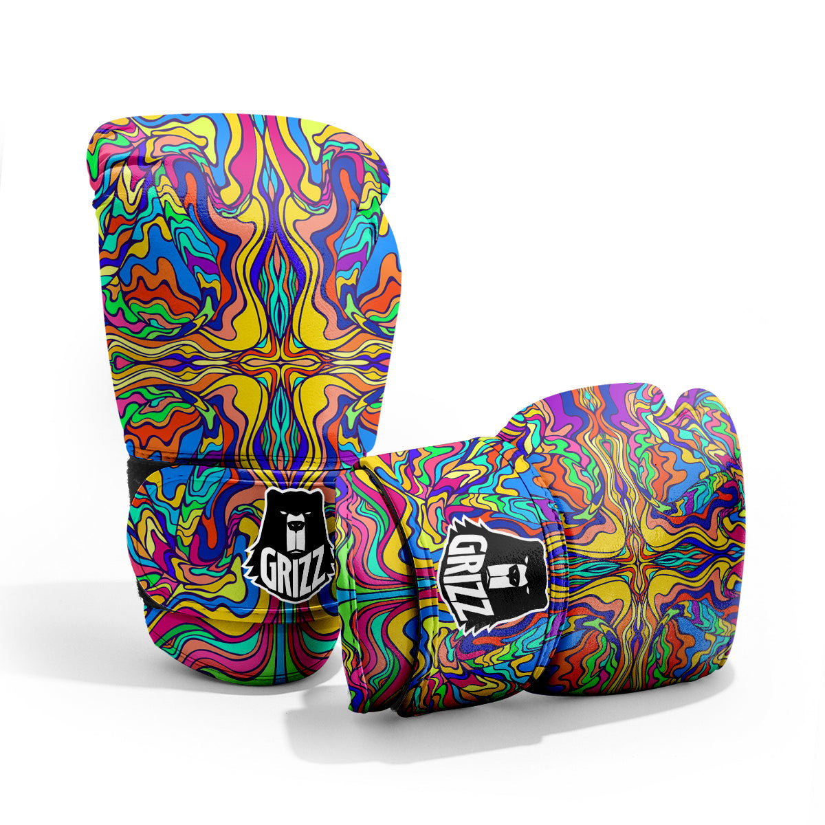 Psychedelic Colorful Fractal Mirror Print Pro Boxing Glove