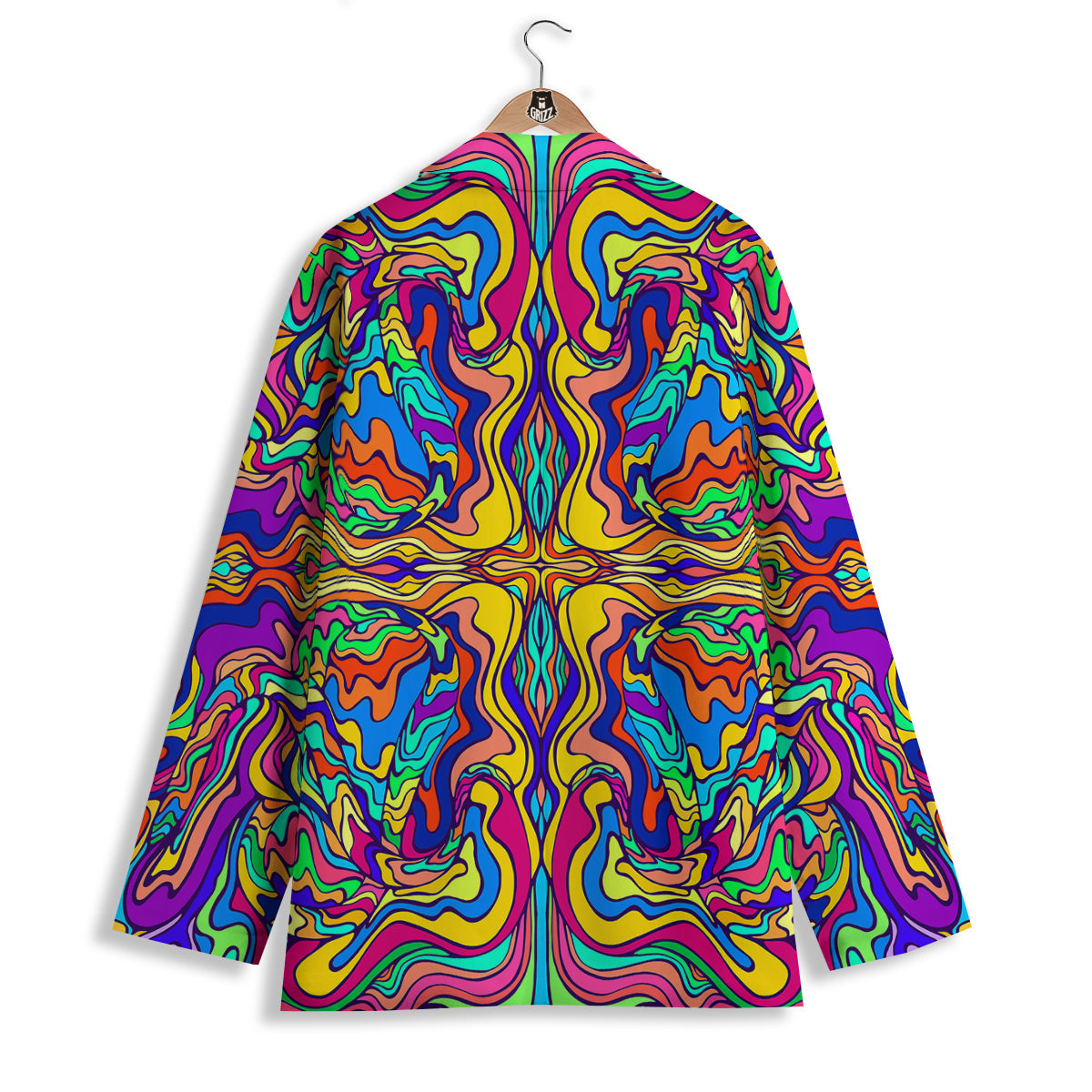 Psychedelic Colorful Fractal Mirror Print Women's Blazer-grizzshop