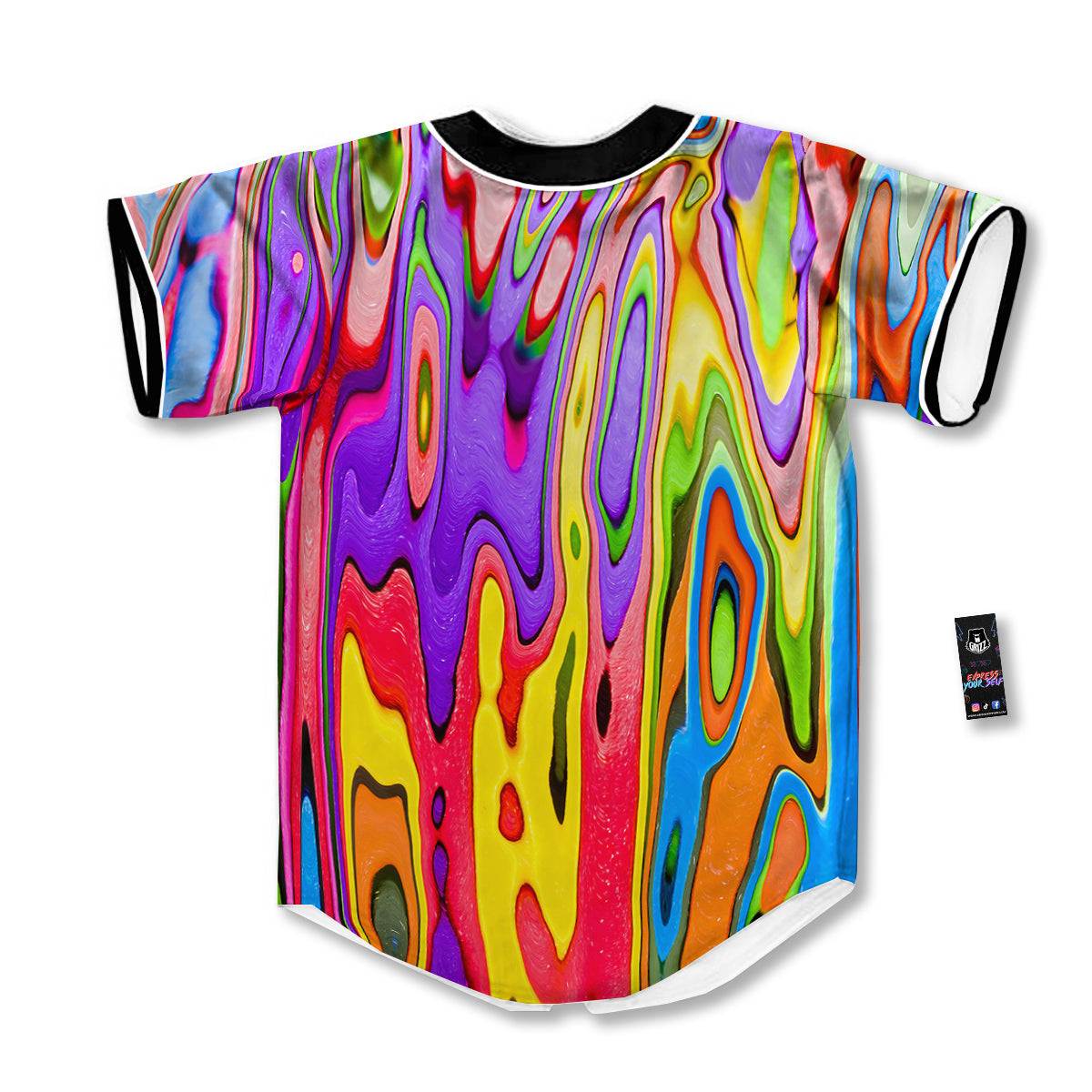 Psychedelic Colorful Print Baseball Jersey-grizzshop