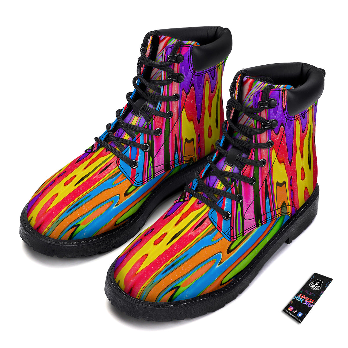 Psychedelic Colorful Print Boots-grizzshop