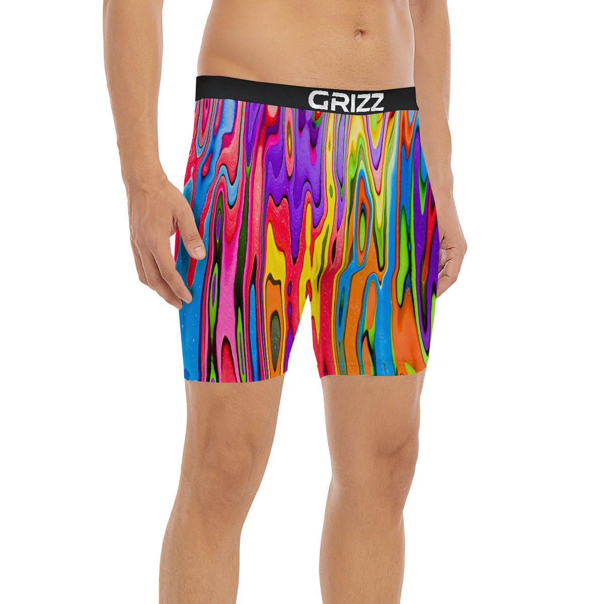 Psychedelic Colorful Print Boxer Briefs-grizzshop