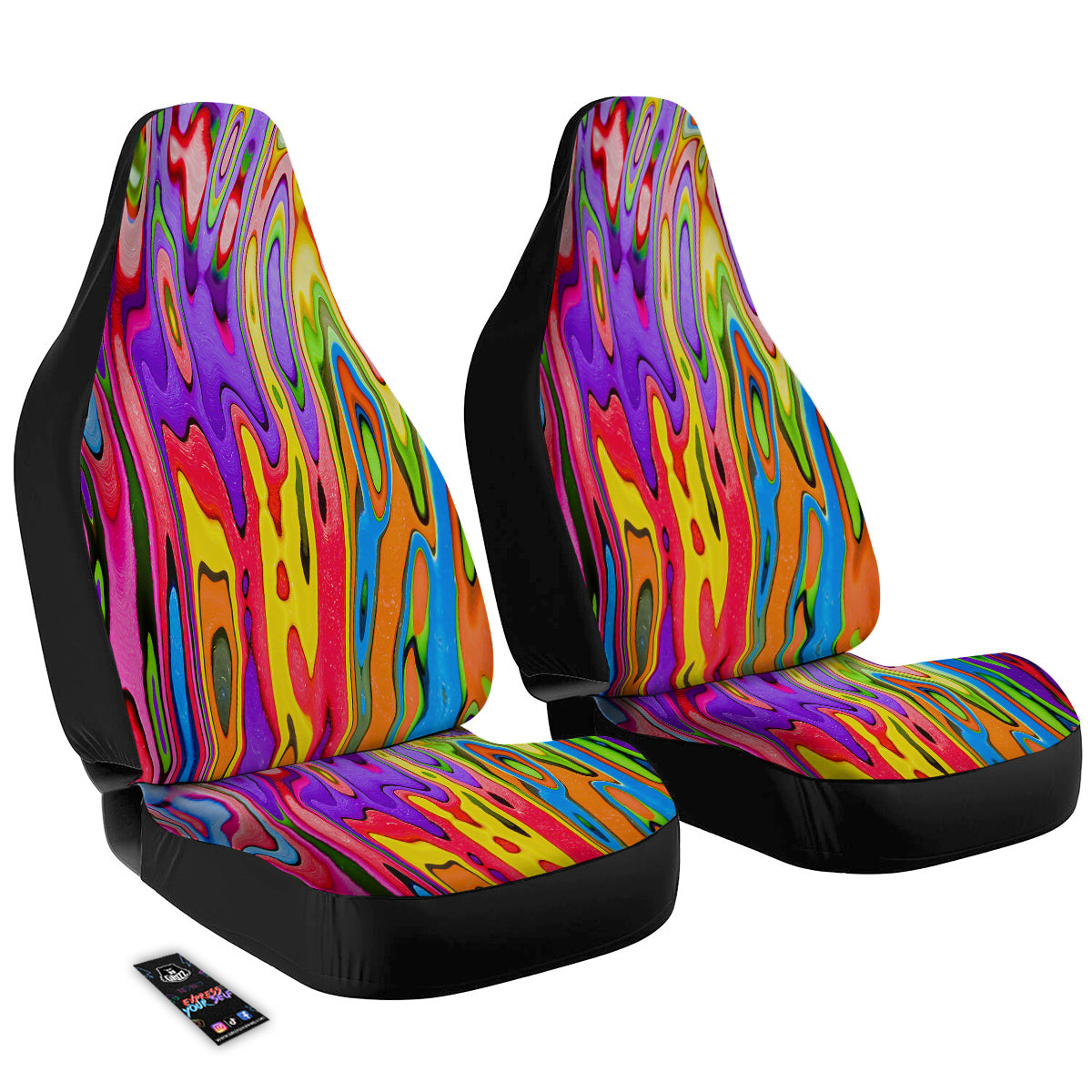 Psychedelic Colorful Print Car Seat Covers-grizzshop
