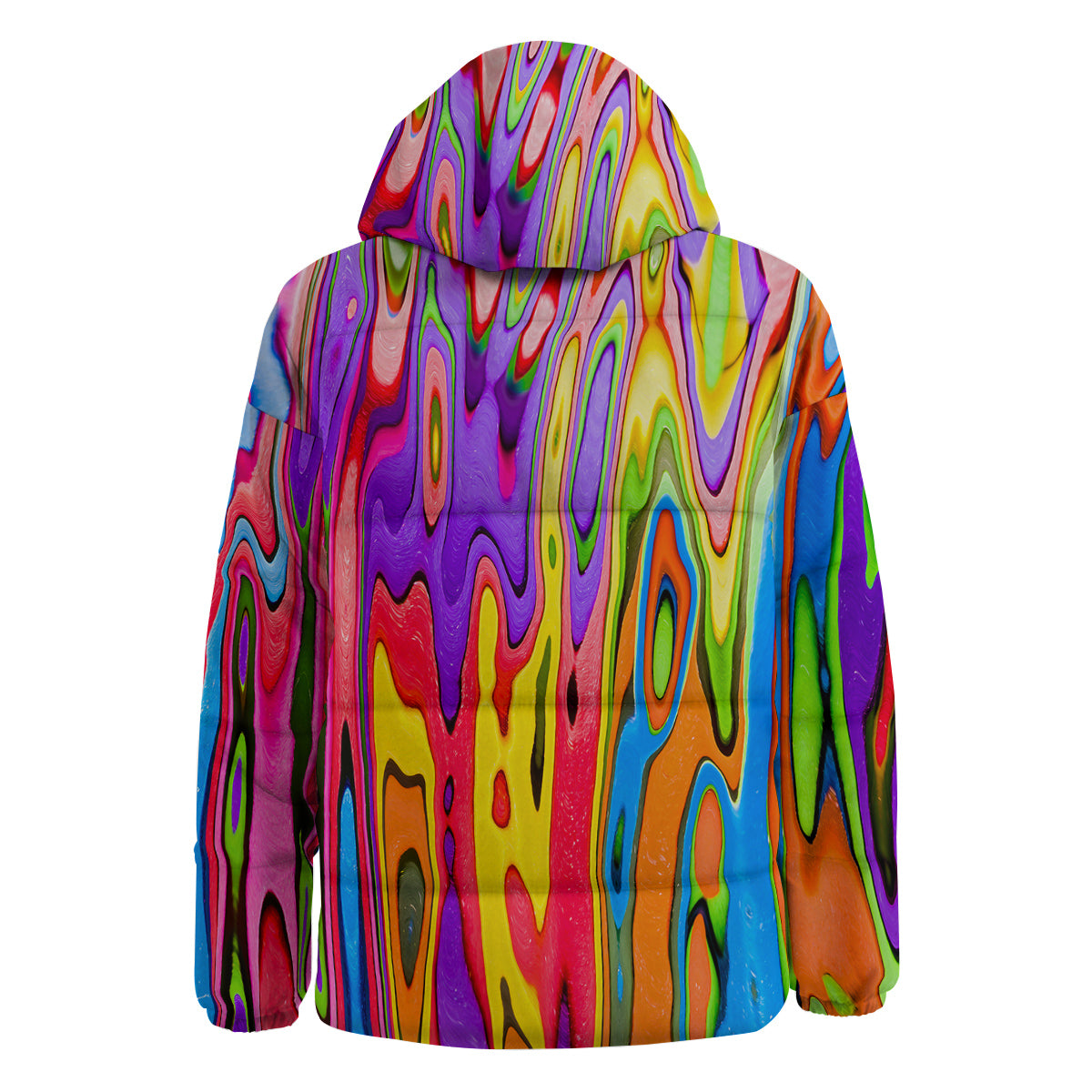Psychedelic Colorful Print Down Jacket-grizzshop