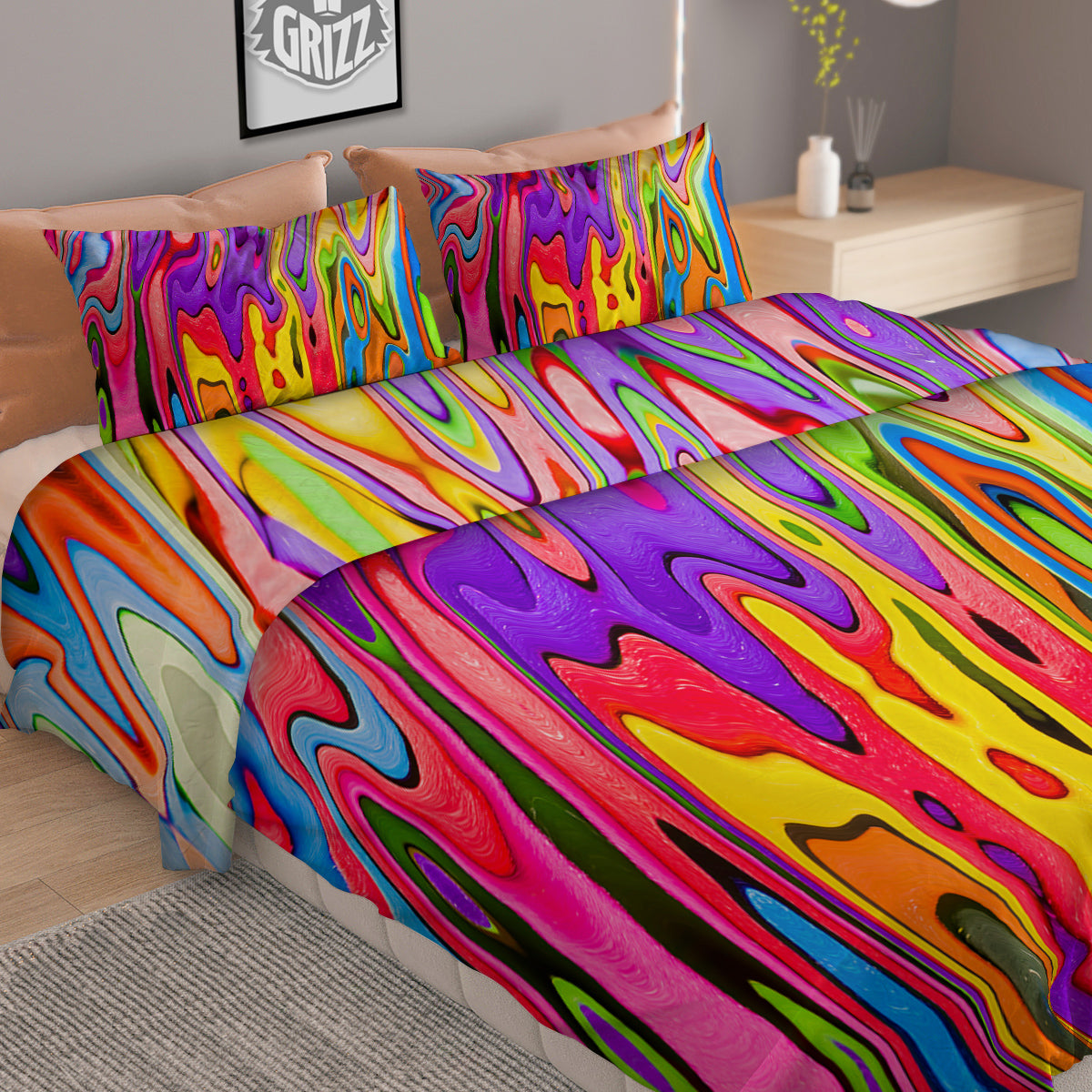 Pink Heart Cute Print Pattern Duvet Cover Bedding Set