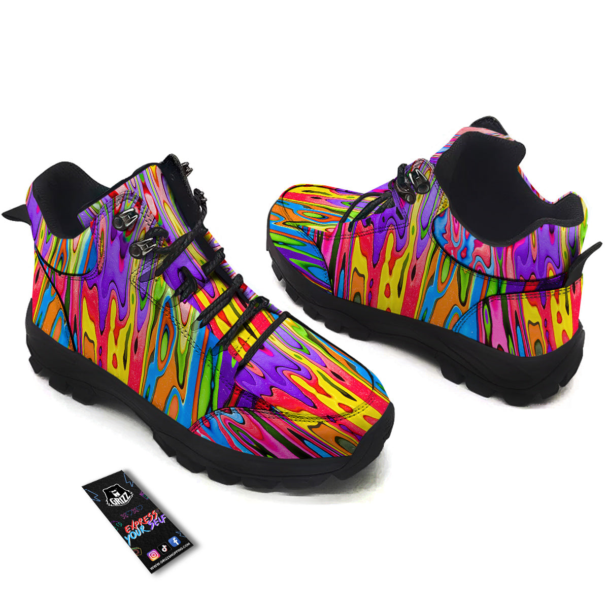 Psychedelic Colorful Print Hiking Shoes-grizzshop