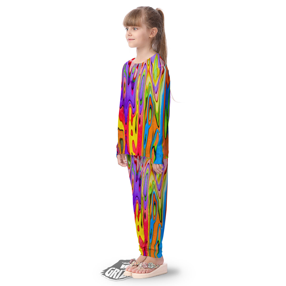 Psychedelic Colorful Print Kid's Pajamas-grizzshop