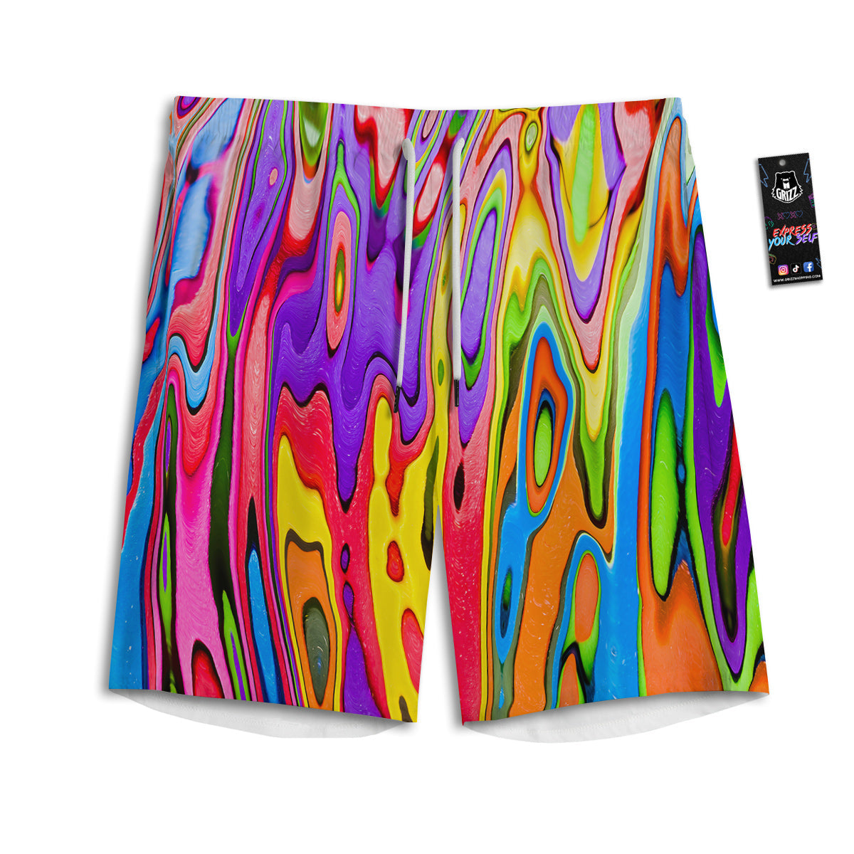 Psychedelic Colorful Print Men's Athletic Shorts