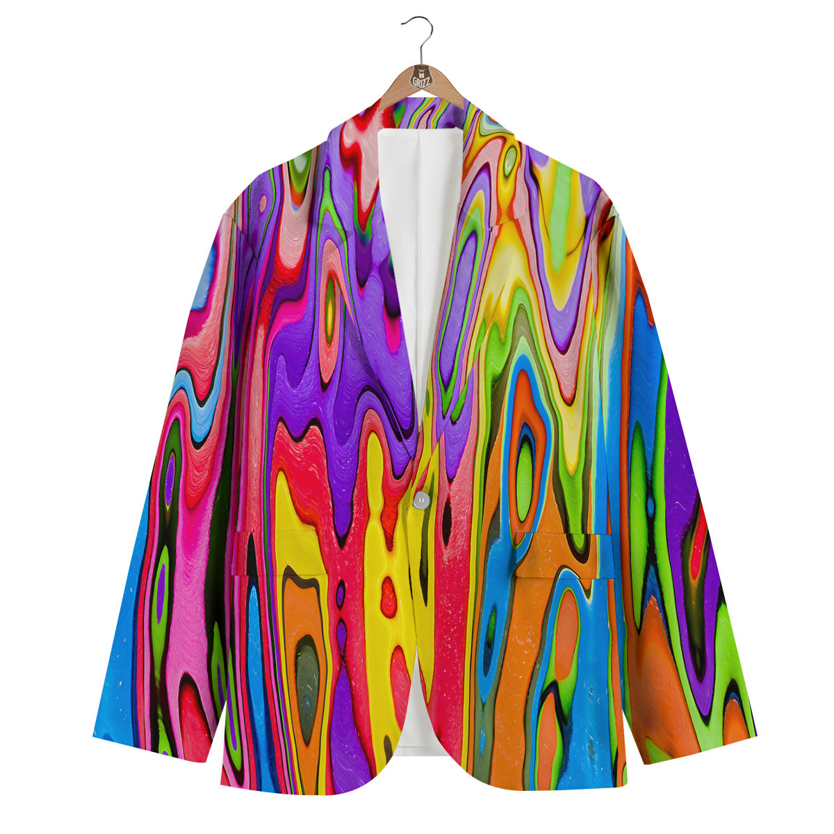 Psychedelic Colorful Print Men's Blazer-grizzshop