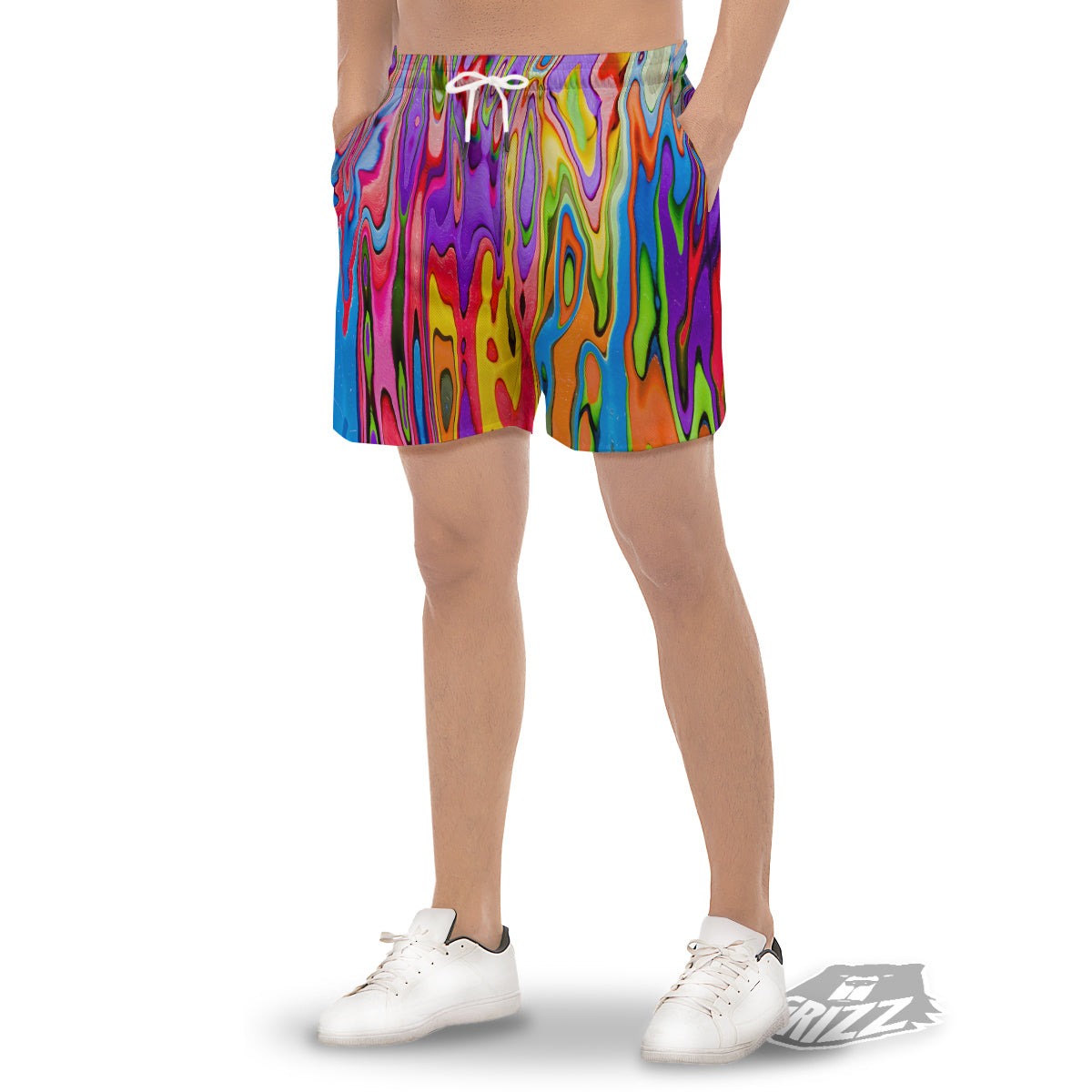 Psychedelic Colorful Print Men's Gym Shorts-grizzshop