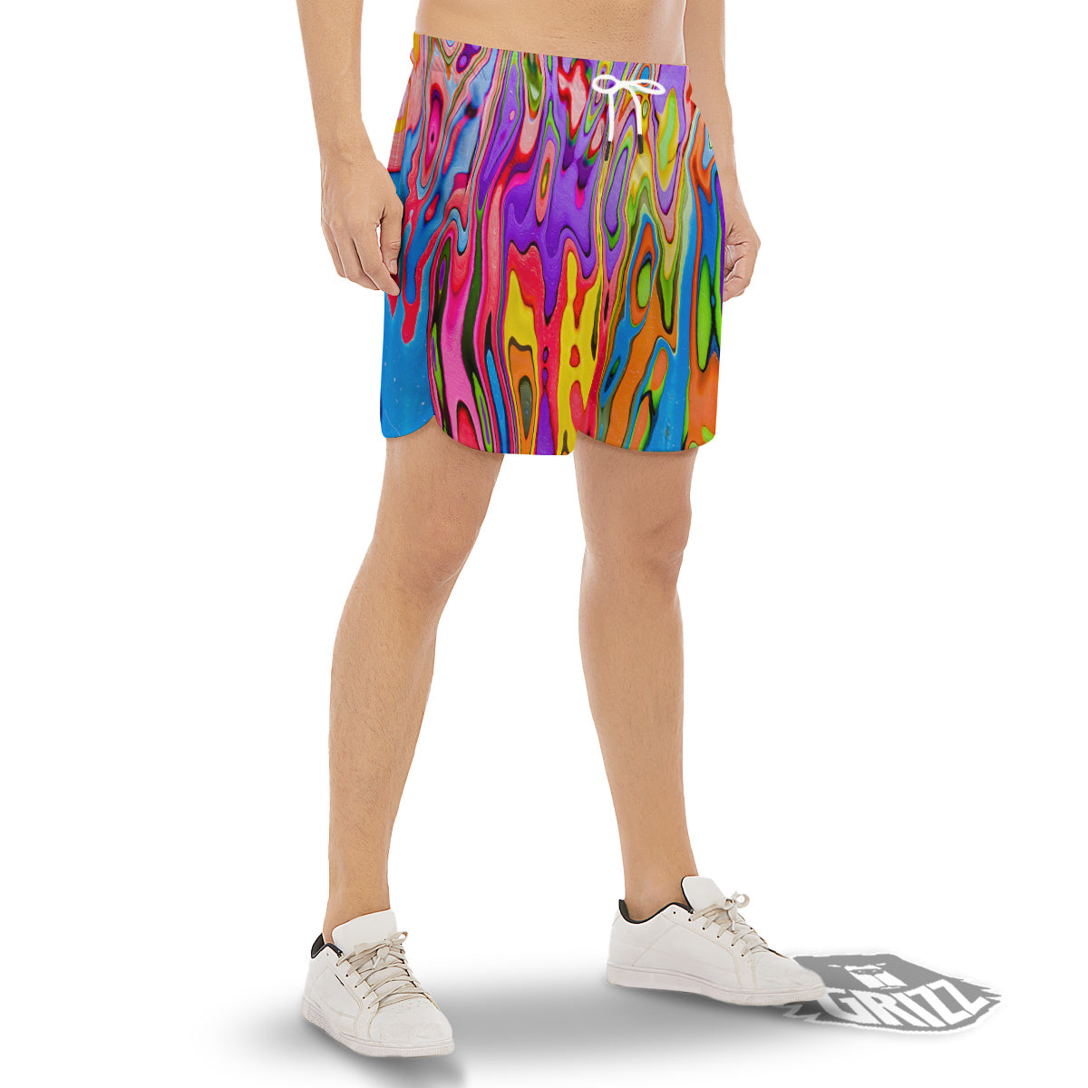 Psychedelic Colorful Print Men's Gym Shorts-grizzshop