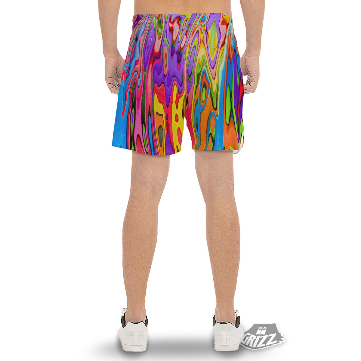 Psychedelic Colorful Print Men's Gym Shorts-grizzshop