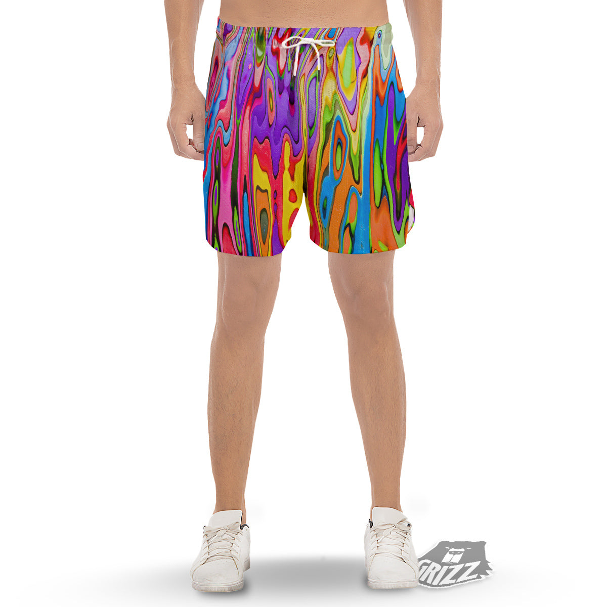 Psychedelic Colorful Print Men's Gym Shorts-grizzshop