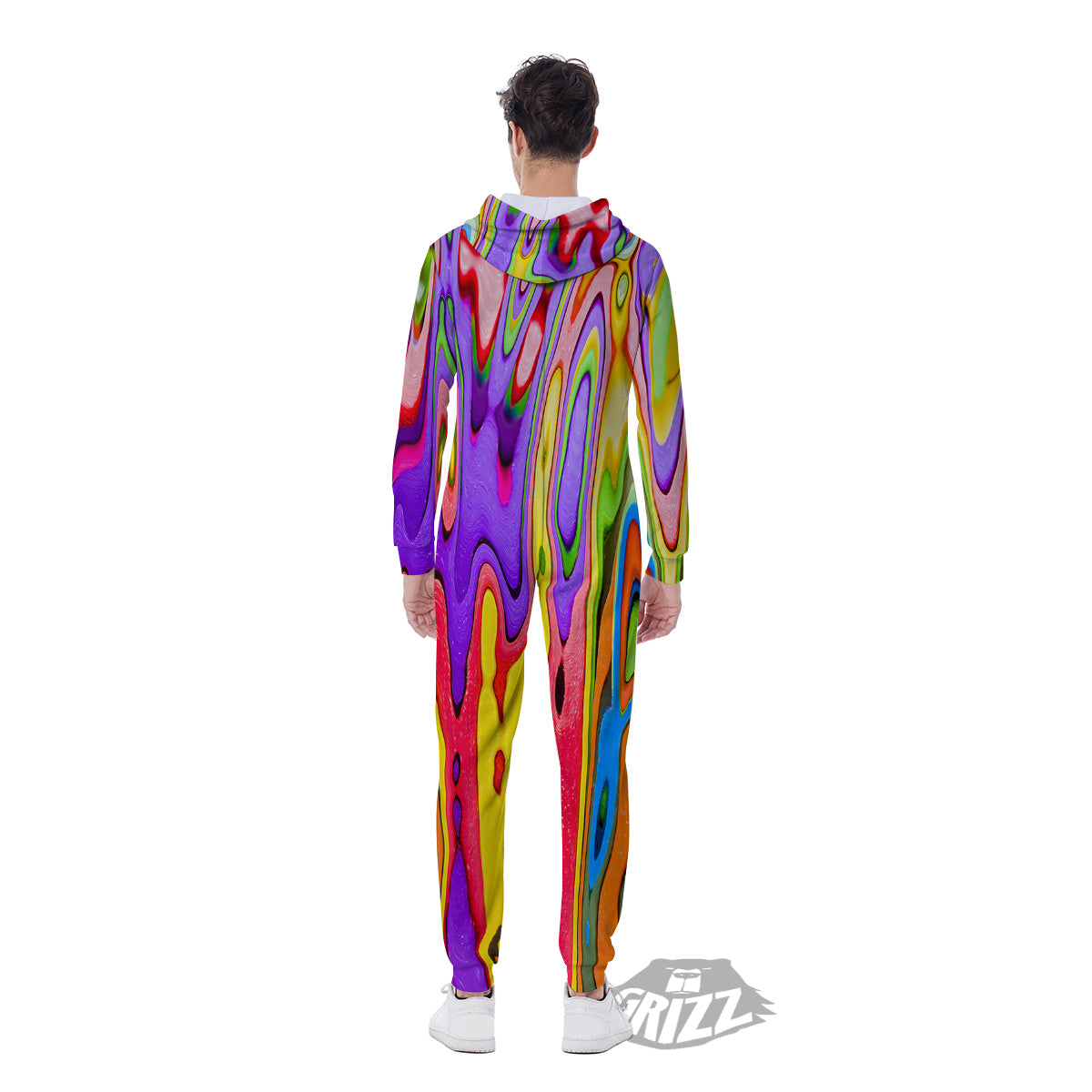 Psychedelic Colorful Print Men's Jumpsuit-grizzshop