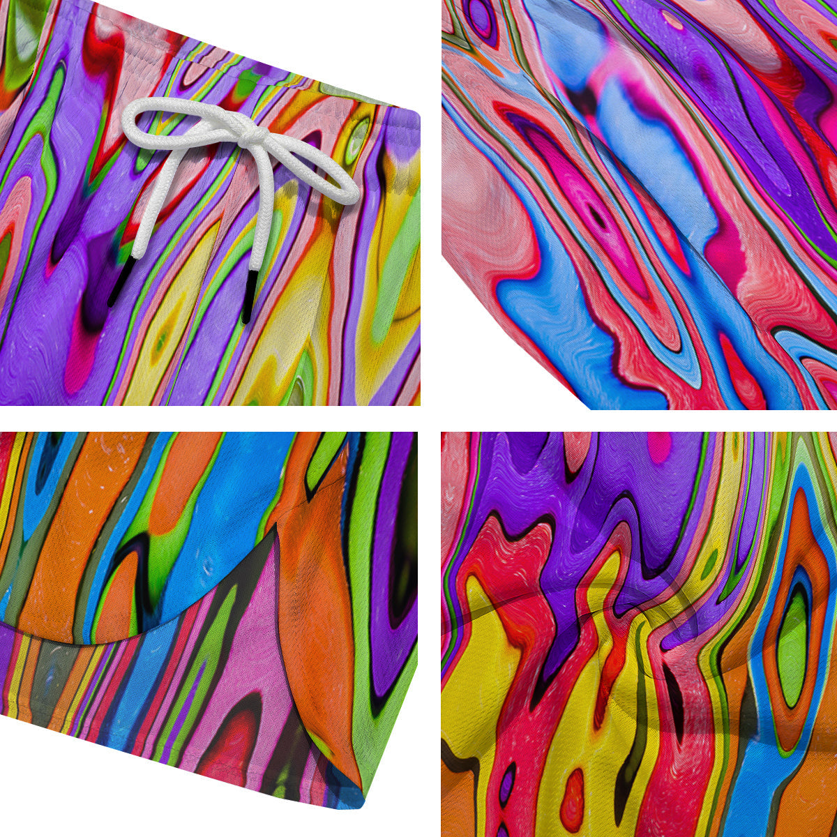 Psychedelic Colorful Print Men's Running Shorts-grizzshop