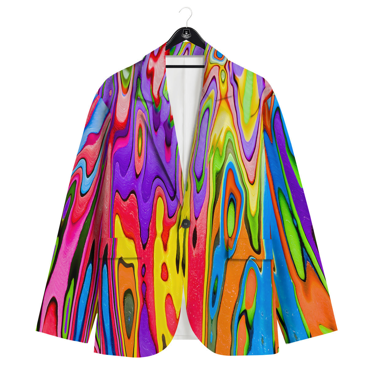 Psychedelic Colorful Print Men's Sport Coat-grizzshop