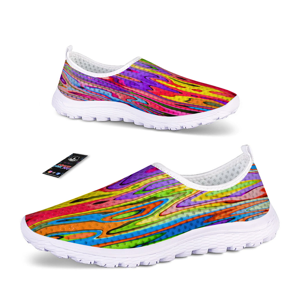 Psychedelic Colorful Print Nurse Shoes-grizzshop