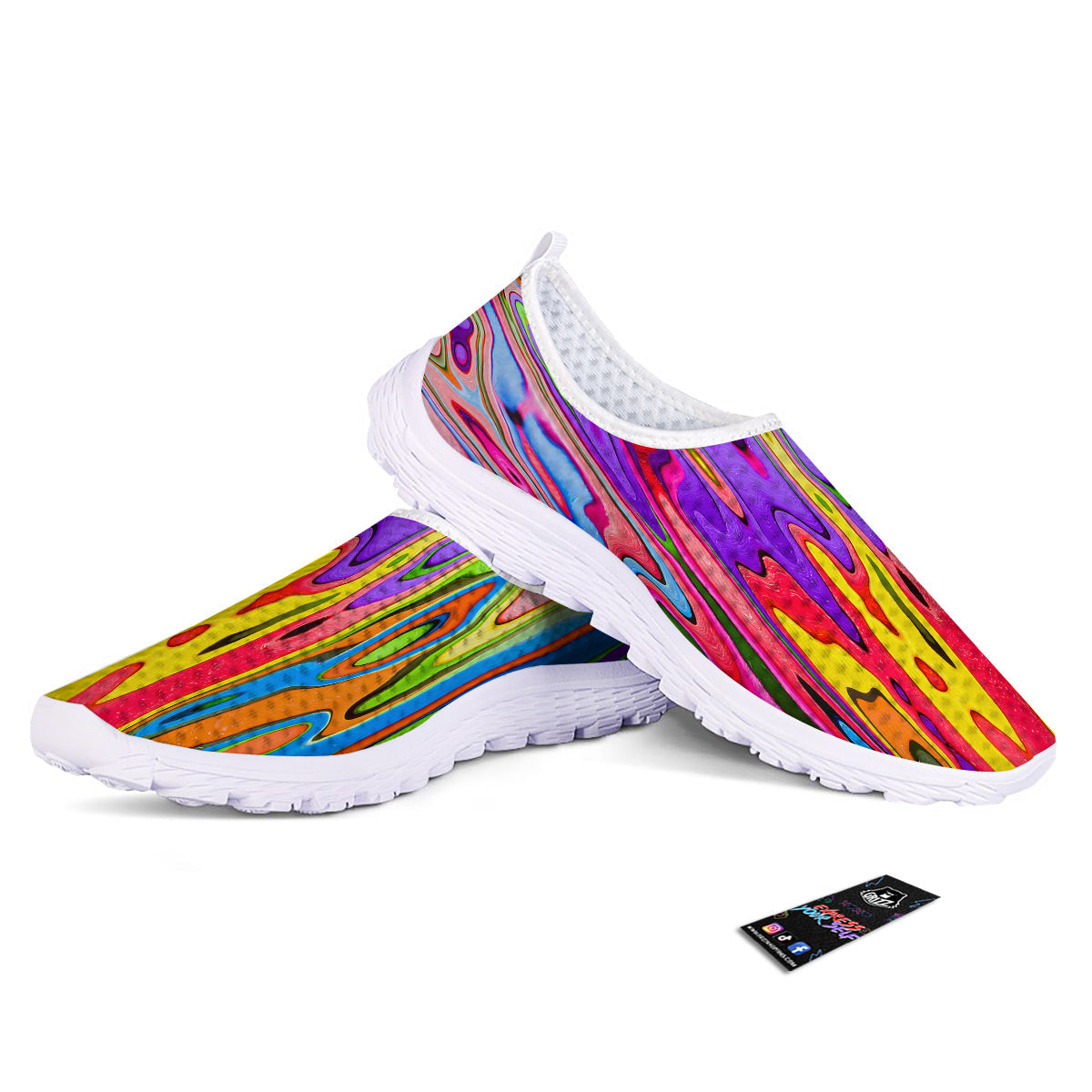 Psychedelic Colorful Print Nurse Shoes-grizzshop