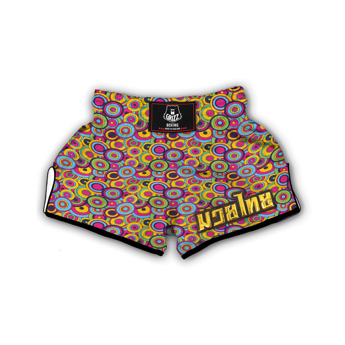 Psychedelic Colorful Print Pattern Muay Thai Boxing Shorts-grizzshop