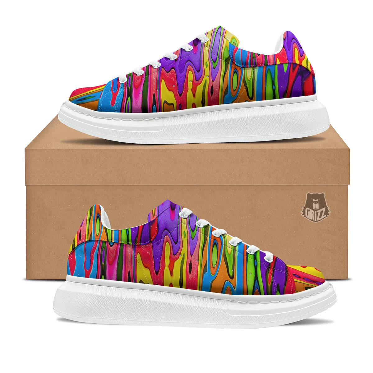 Psychedelic Colorful Print Platform Shoes-grizzshop