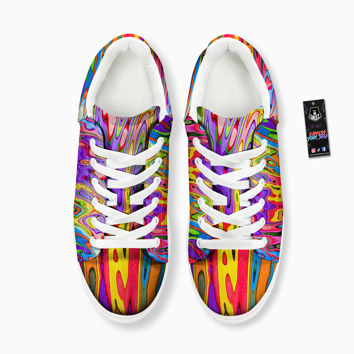 Psychedelic Colorful Print Platform Shoes-grizzshop