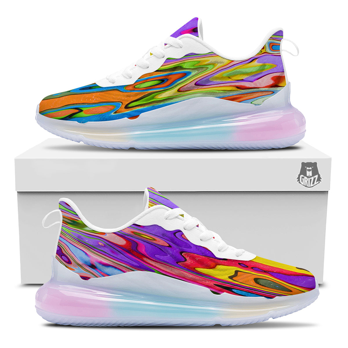 Psychedelic Colorful Print Running Sneakers-grizzshop