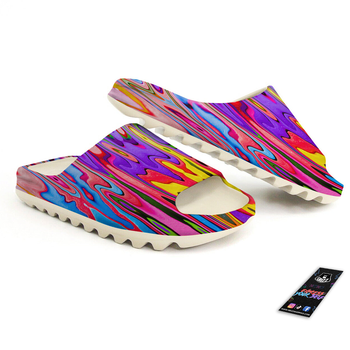 Psychedelic Colorful Print Sandals-grizzshop