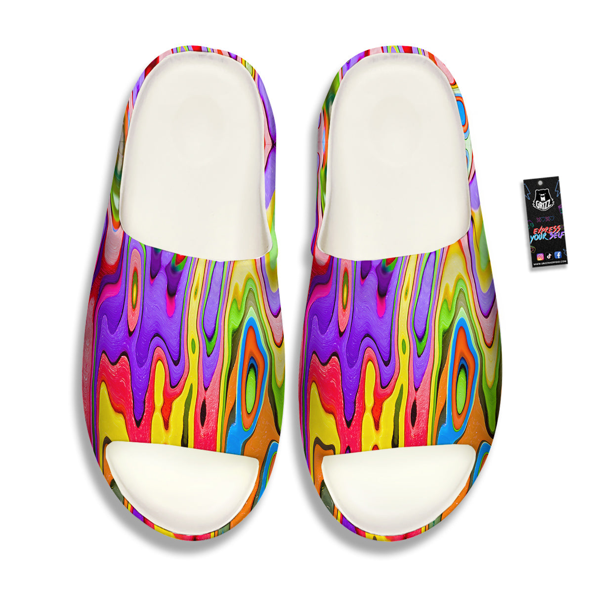 Psychedelic Colorful Print Sandals-grizzshop