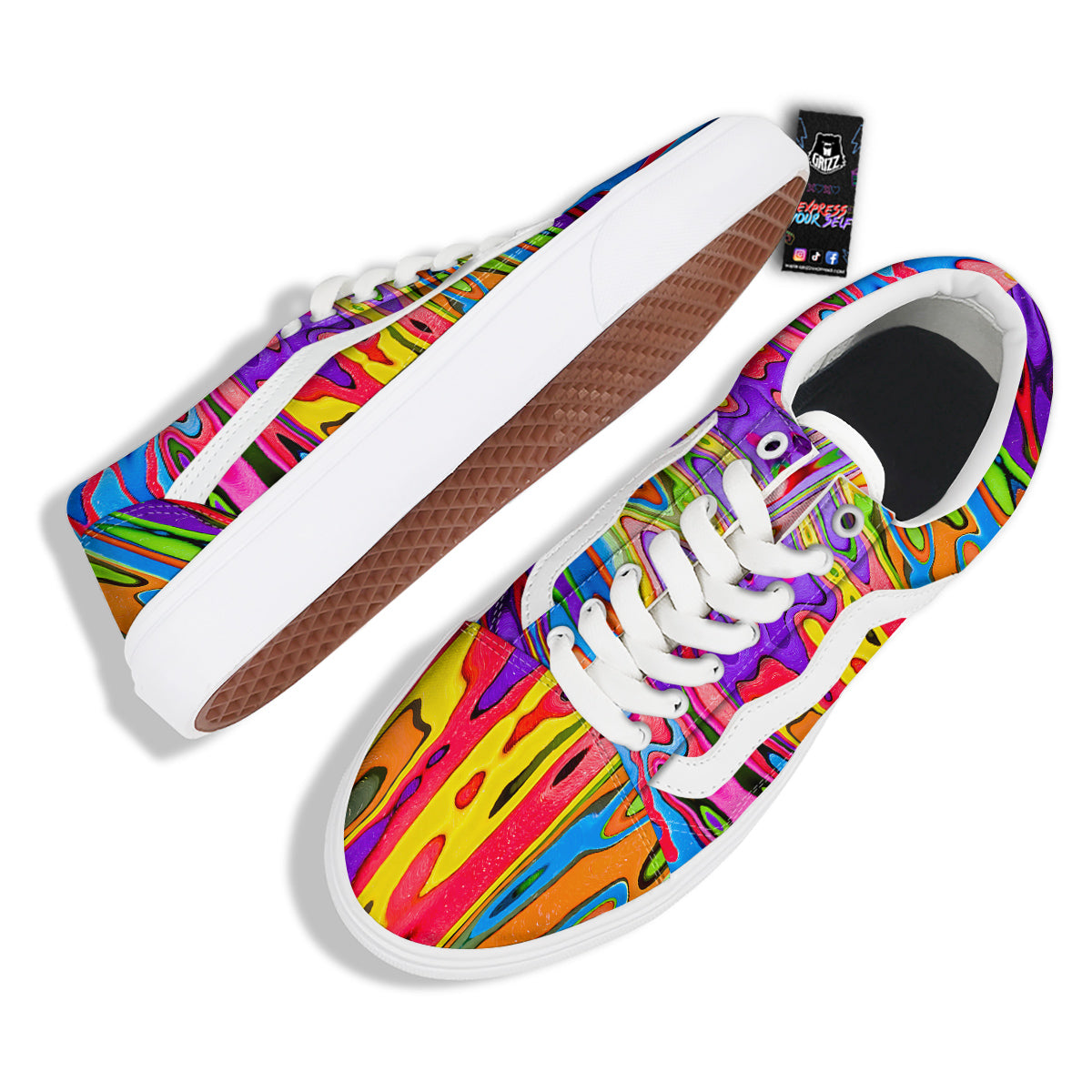 Psychedelic Colorful Print Skate Shoes-grizzshop