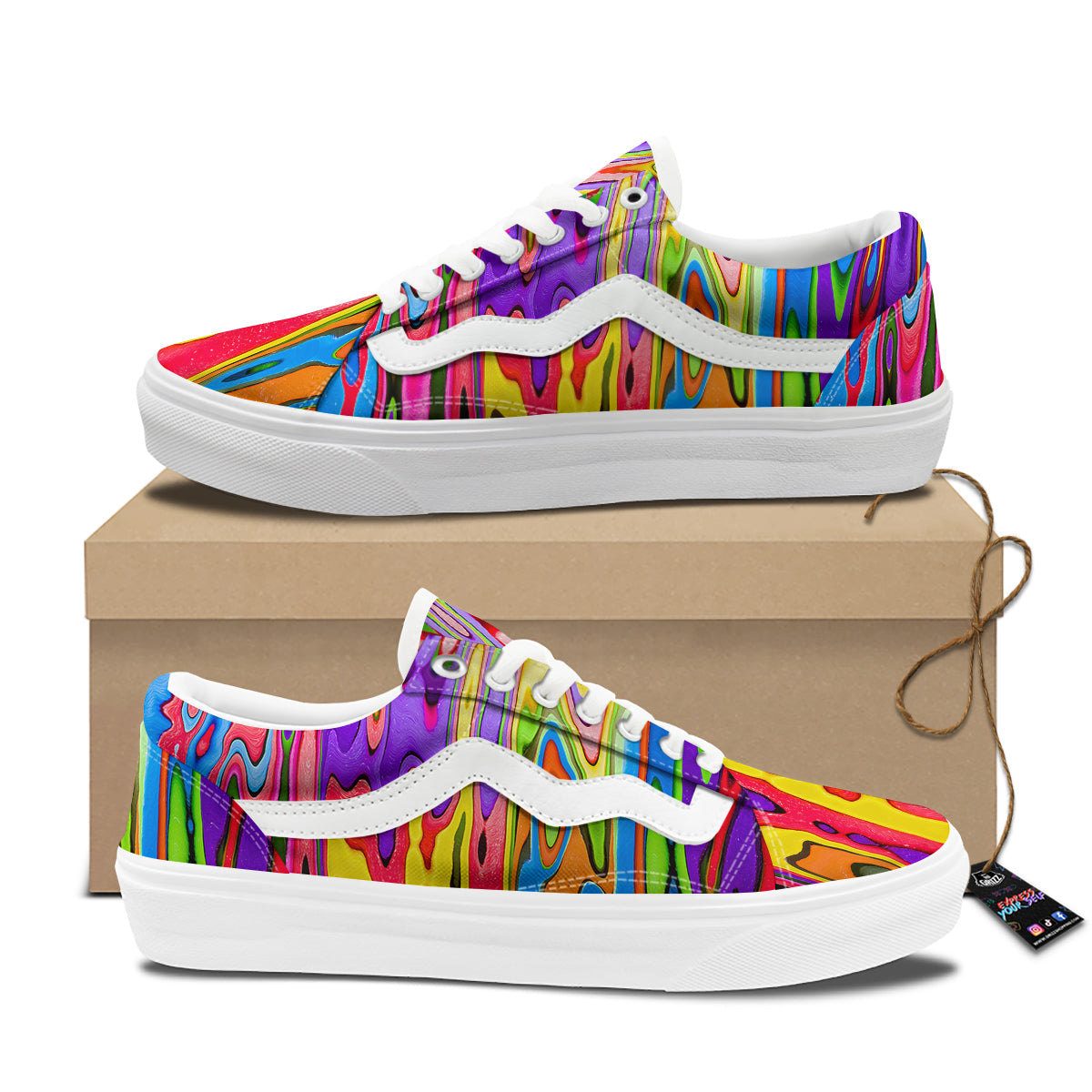 Psychedelic Colorful Print Skate Shoes-grizzshop