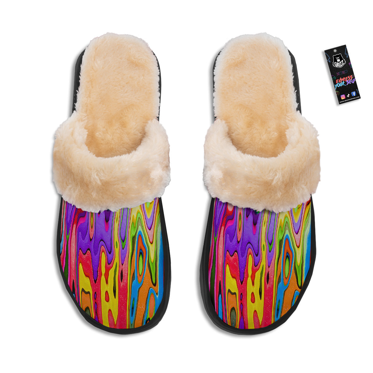 Psychedelic Colorful Print Slippers-grizzshop