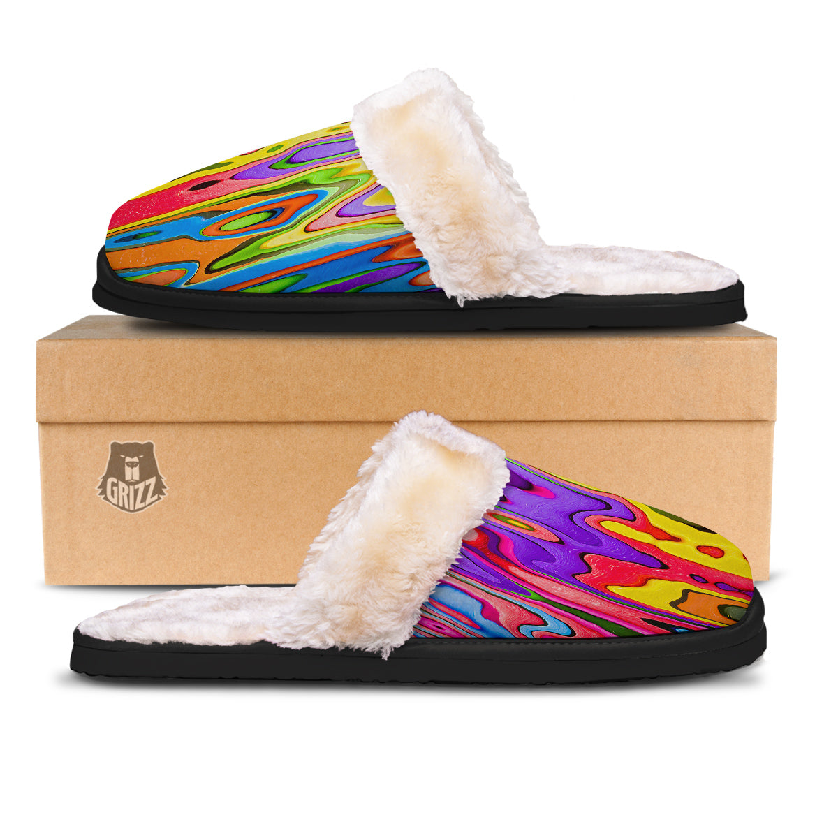 Psychedelic Colorful Print Slippers-grizzshop