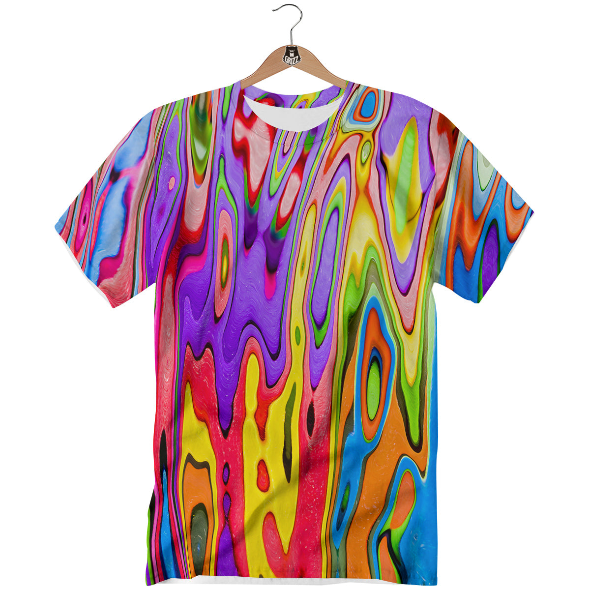 Psychedelic Colorful Print T-Shirt-grizzshop