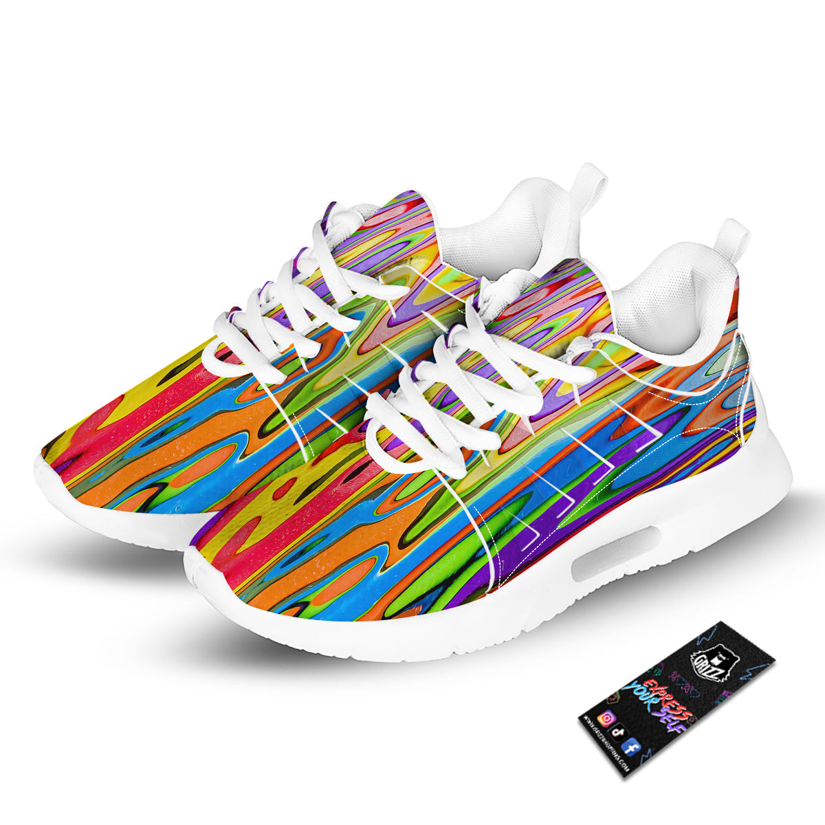 Psychedelic Colorful Print Tennis Shoes-grizzshop