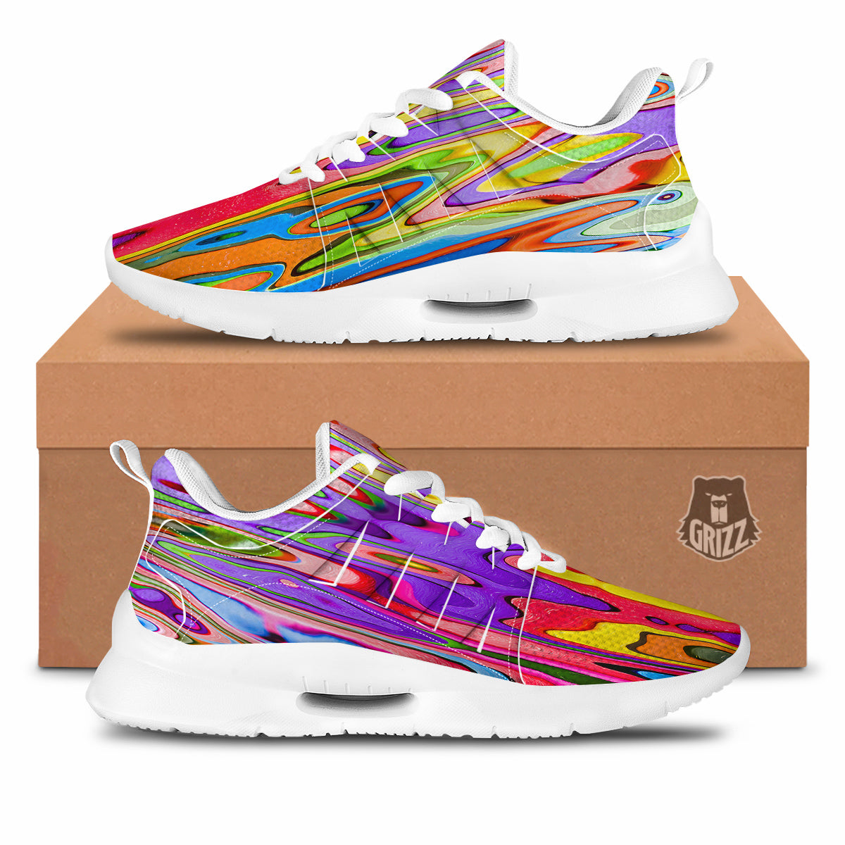 Psychedelic Colorful Print Tennis Shoes-grizzshop