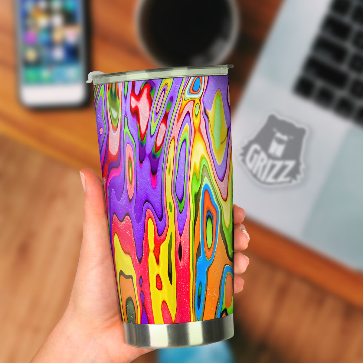 Psychedelic Colorful Print Tumbler-grizzshop