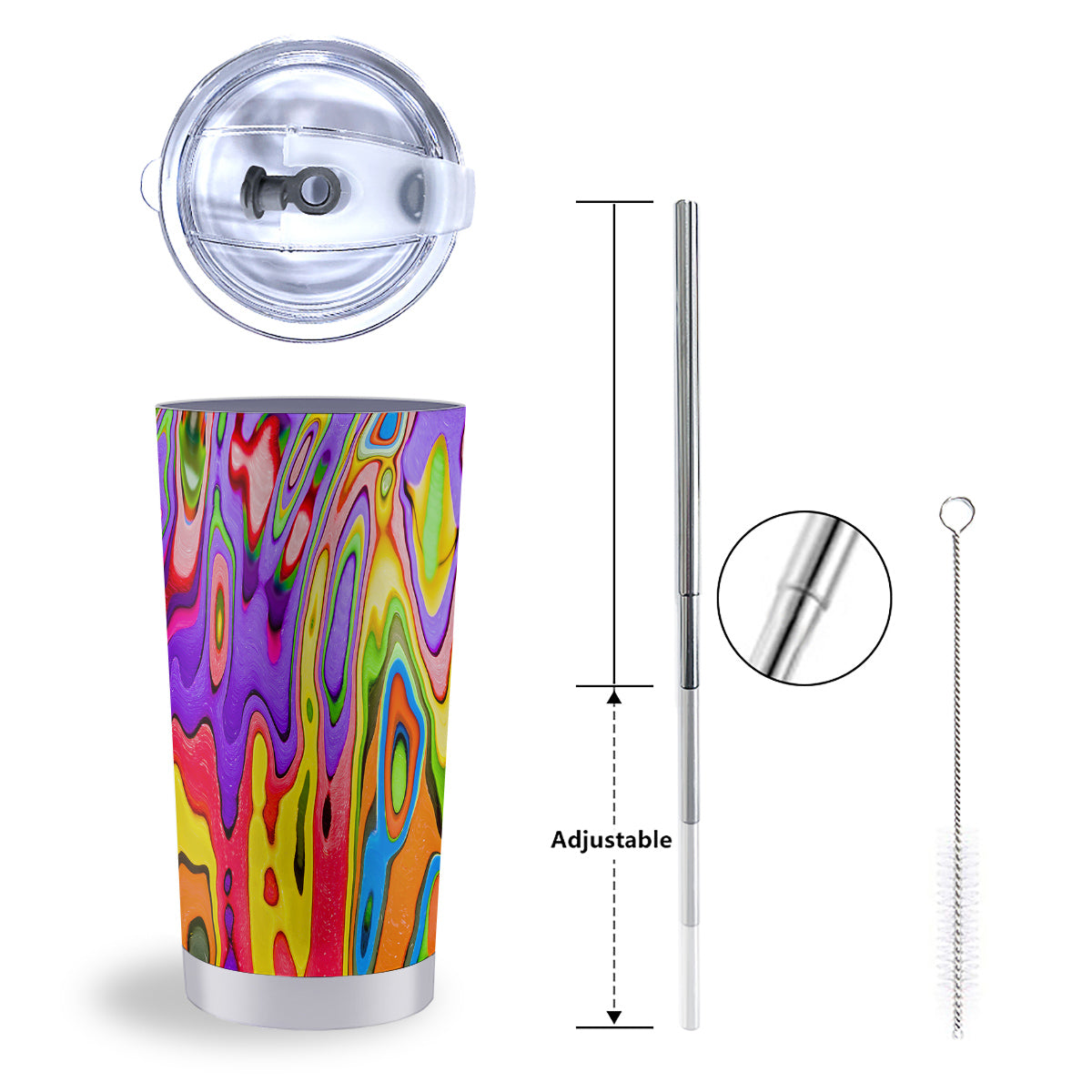 Psychedelic Colorful Print Tumbler-grizzshop