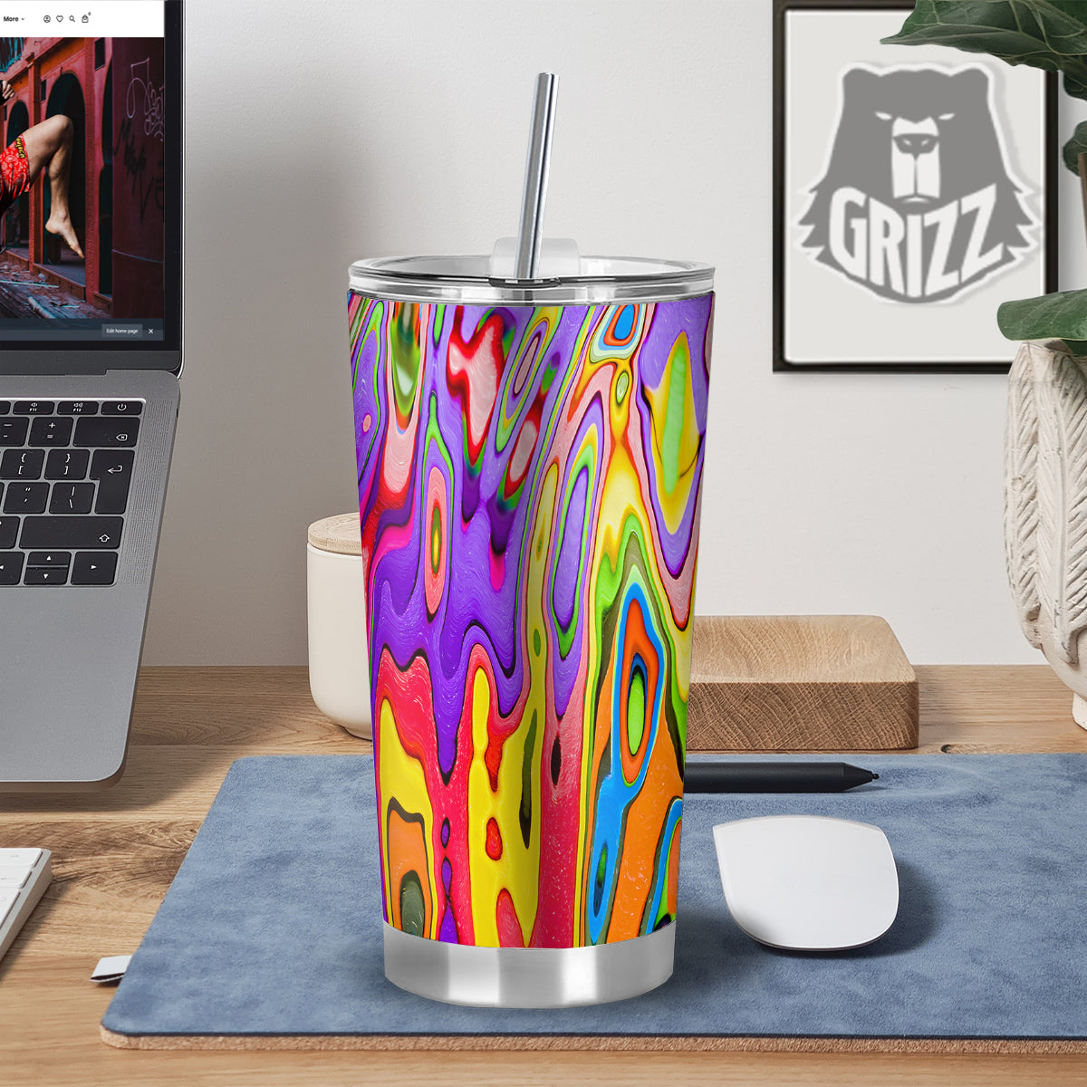 Psychedelic Colorful Print Tumbler-grizzshop