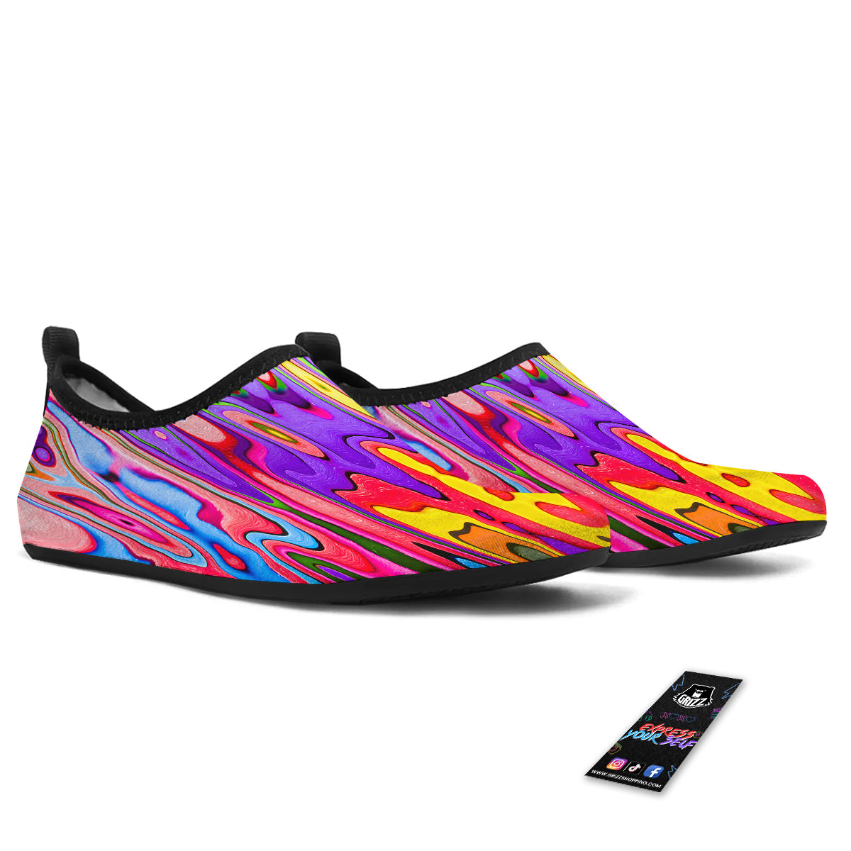 Psychedelic Colorful Print Water Shoes-grizzshop