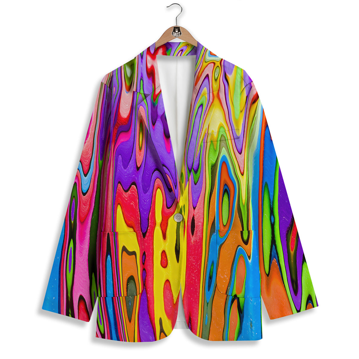 Psychedelic Colorful Print Women's Blazer-grizzshop