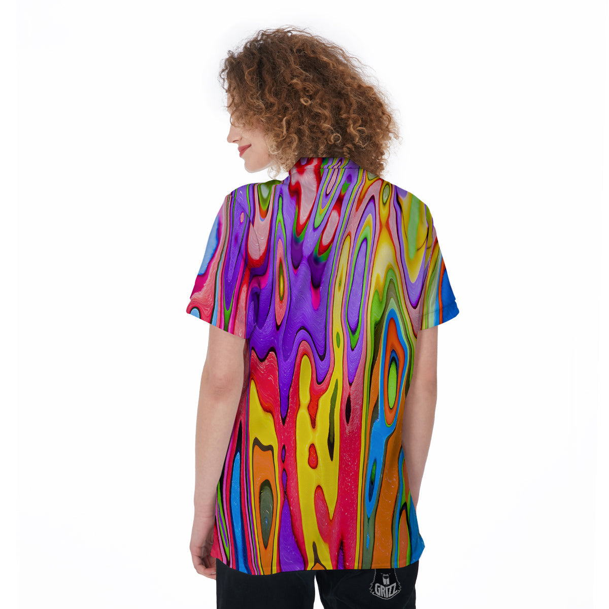Psychedelic Colorful Print Women's Golf Shirts-grizzshop