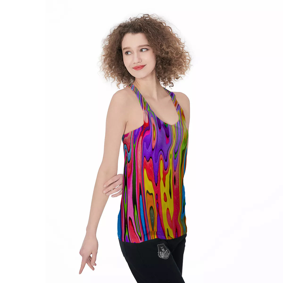 Psychedelic Colorful Print Women's Racerback Tank Top-grizzshop