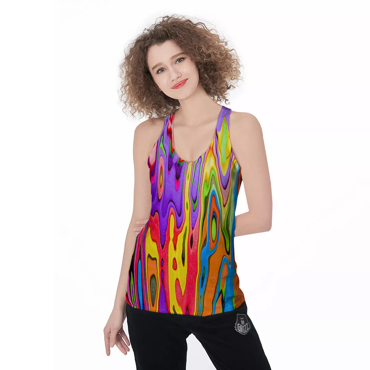 Psychedelic Colorful Print Women's Racerback Tank Top-grizzshop