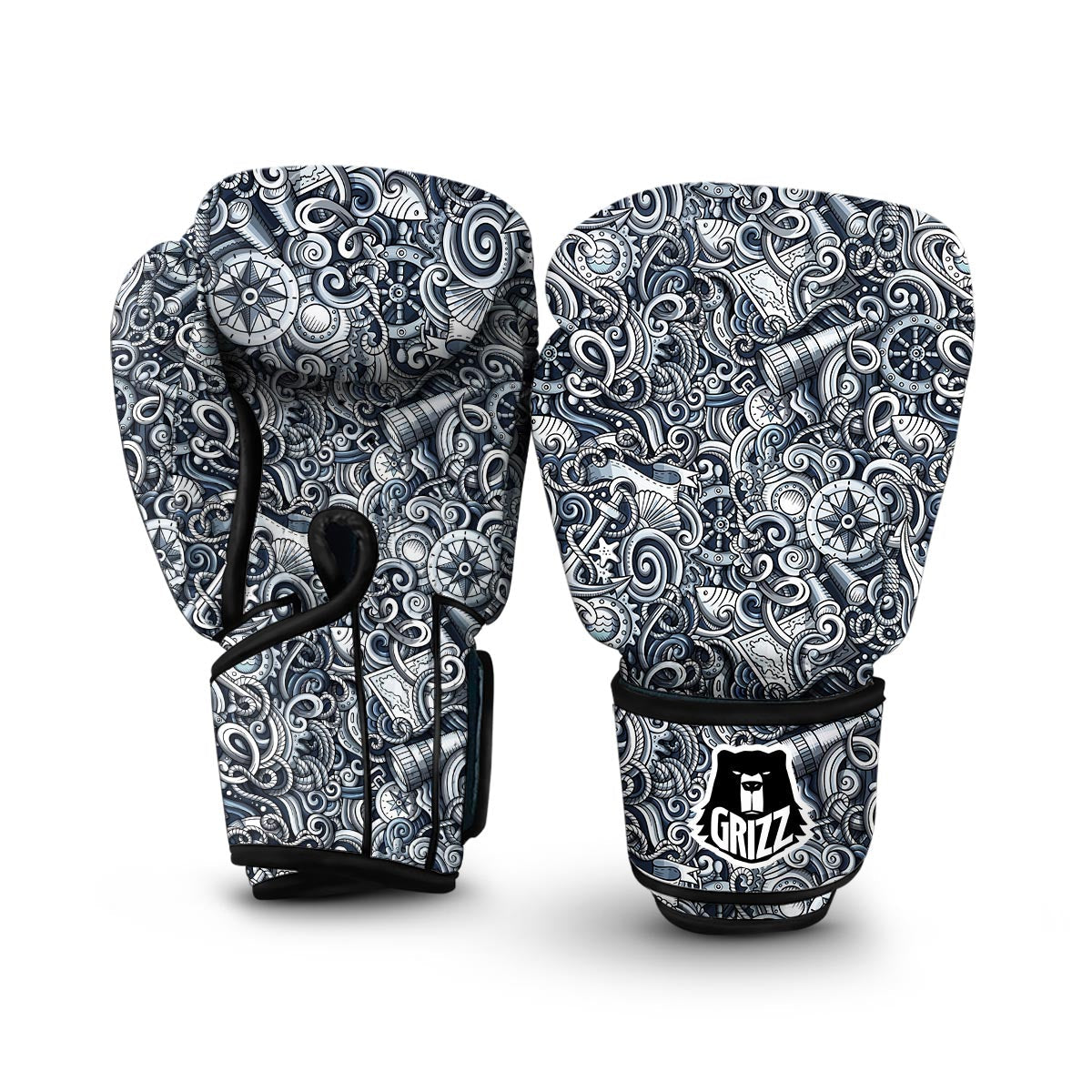 Psychedelic Compass Pattern Print Boxing Gloves-grizzshop