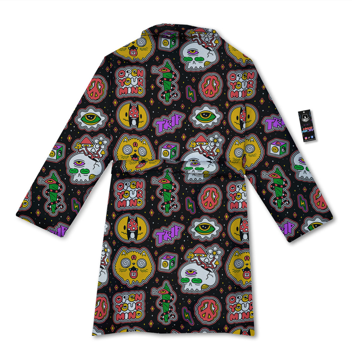 Psychedelic Funny Crazy Colorful Print Pattern Bathrobe-grizzshop