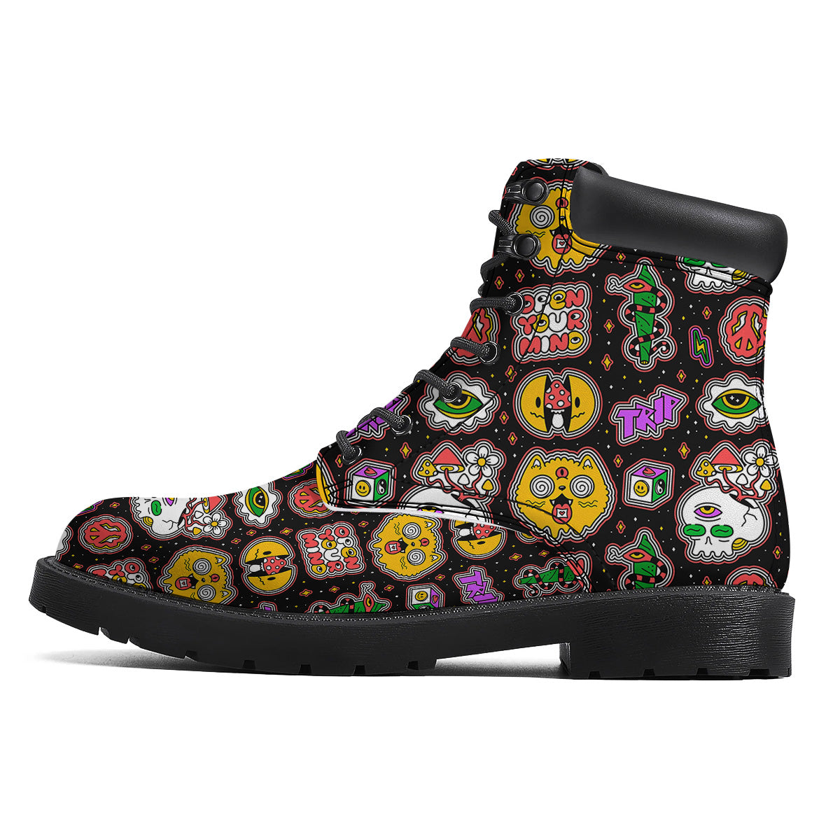Psychedelic Funny Crazy Colorful Print Pattern Boots-grizzshop