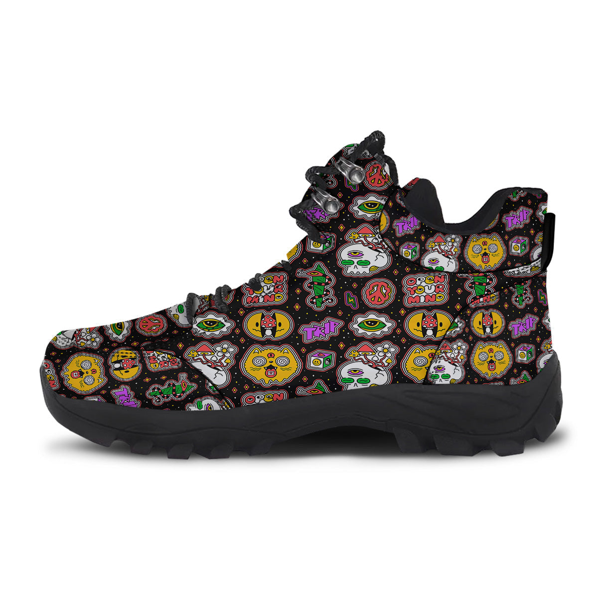 Psychedelic Funny Crazy Colorful Print Pattern Hiking Shoes-grizzshop