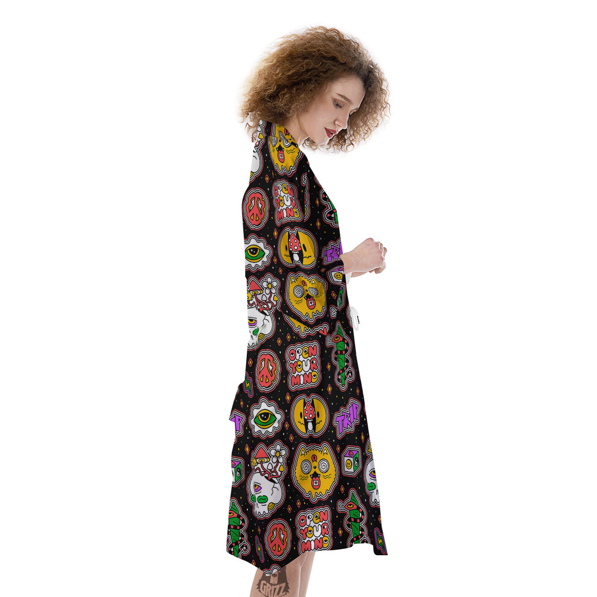 Psychedelic Funny Crazy Colorful Print Pattern Kimono-grizzshop