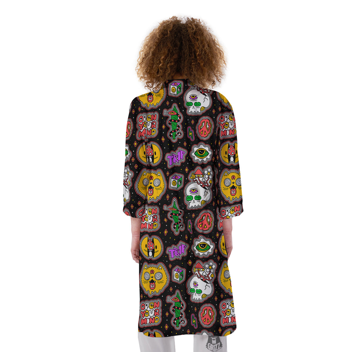 Psychedelic Funny Crazy Colorful Print Pattern Kimono-grizzshop